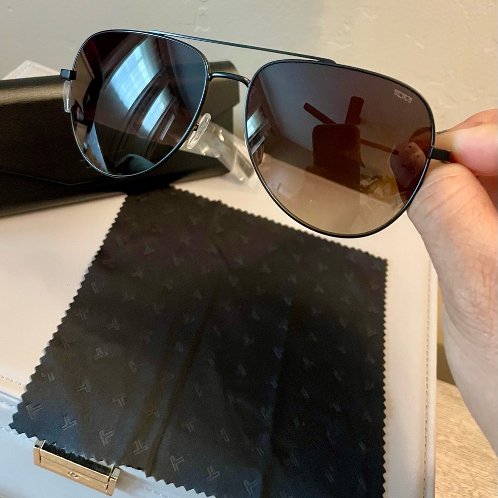 TUMI  Black Aviator Sunglasses